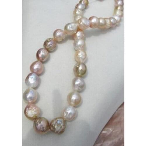 18INCH GORGEOUS! Natural multicolourSOUTHSEA 11mm Kasumi Pearl Necklace 925silverCLAS