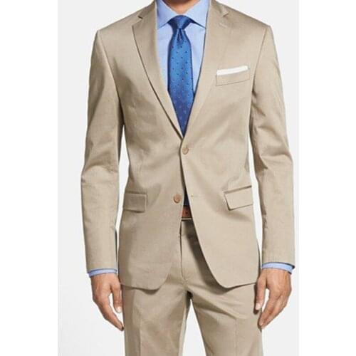 2021 Tailor Made Fashion Solid Color Notch Lapel Slim Fit Groom Tuxedo For Wedding Dress Beach Party Costume (Jacket+Trousers)