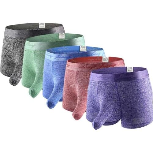 5pcs/Lot Hot Sexy Mens Briefs Underwear Elephant Bulge U Convex Design Smooth Long Bulge Pouch Briefs Clothes Male Gay Underwear