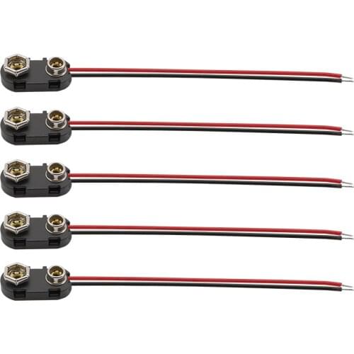 5Pcs/lot I Type 9V Battery Snap Cable Connector Plastic Hard Shell Battery Clips Buckle Holder Lead Wire Length 15CM