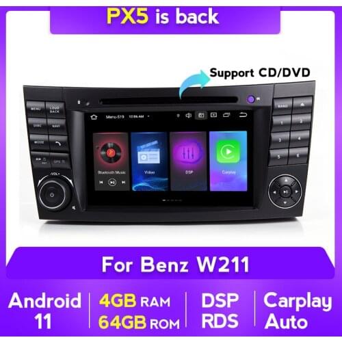 7inch 2din DSP Android 11 Car DVD Player For Mercedes Benz E-Class W211 W219 E200 E220 E300 Multimedia Radio Carplay Wifi RDS BT