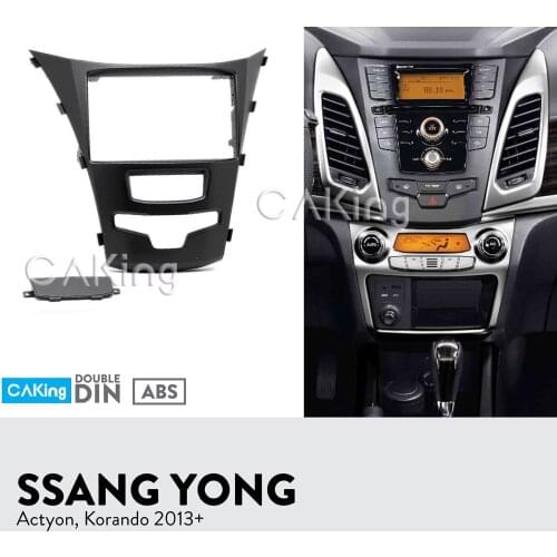Double Din Car Fascia Radio Panel for SSANGYONG Actyon , Korando 2013+ Dash Kit Install Facia Plate Cover Conosle Bezel Adapter