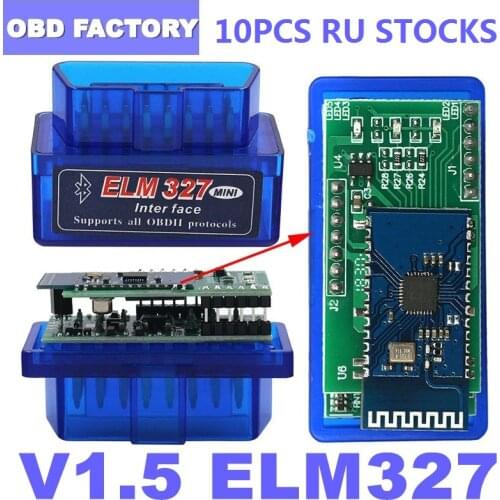 Russia Stocks V1.5 Double PCB Board ELM 327 Bluetooth Adapter Car Diagnostic Interface for Android/PC ELM327 V1.5 PIC18F25K80