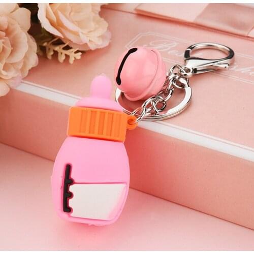 Dairy Cow Milk Drinks Bottle Key chain Fruit Milk Moving Liquid Keyrings Bottle Jewelry Kids Gifts Acessory EH070