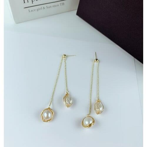 DAIMI Freshwater Pearl Jewelry Wild Temperament Jewelry Designer Hand-made Light Luxury Earrings Long Tassel Earrings