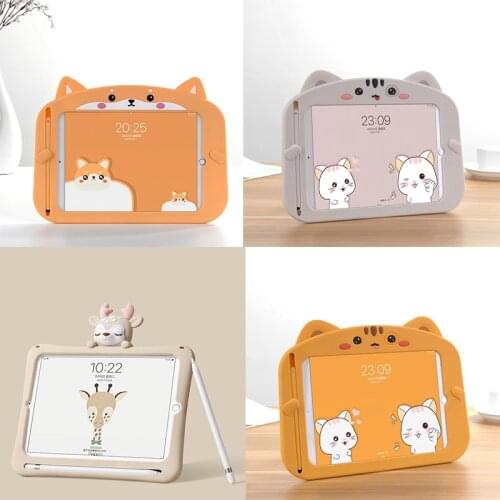 2021Kids Case for iPad Pro11inch Soft Silicon Child Lovely Stand Tablet Cover for Ipad 6th 9.7 2020 Mini12345 Air1 8th Gen 10.2