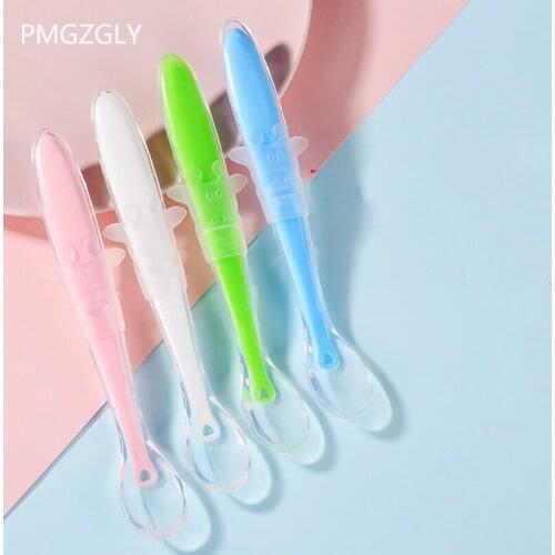 Kids Feeder Baby Silica Spoon Soft Head Spoon Baby Training Spoon Childrens Tableware Cartoon Feeding Spoon