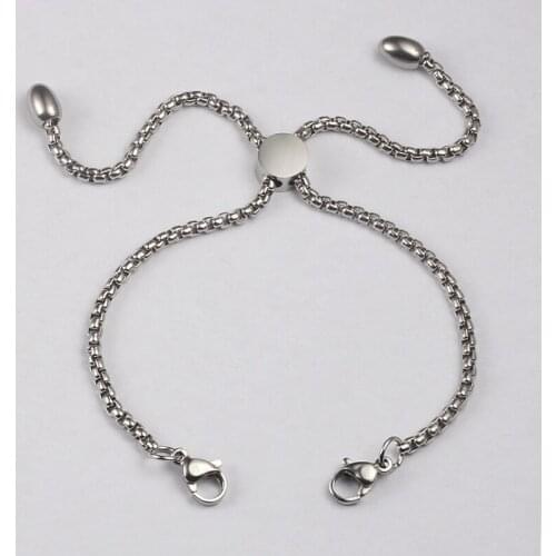 URSJEWELRY (16.2cm) 2.5mm 316L Stainless Steel Square Rolo Bracelet Chain for Living Charm Locket