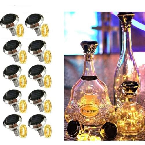 6/10Pcs Solar Diamond Bottle Lights 2M 20LEDs Solar Wine Bottle Lights Cork String Fairy Light for Party Wedding Xmas Decoration