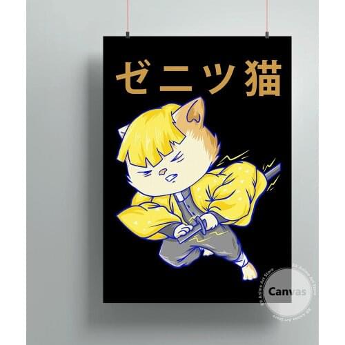 Canvas Anime Zenitsu Demon Slayer Pictures Home Manga Decoration Paintings Poster HD Prints Wall Art Modular Living Room
