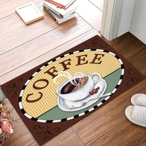 Farmhouse Retro Style Coffee Doormat for Entrance Door Bathroom Hallway Non-Slip Rugs Home Decor Kitchen Mats