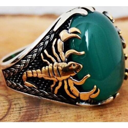 Exclusive Design Scorpion Model Imitation Agate Stone Female Ring For Women Vintage Punk Style Party Jewelry Rings Dropshipping