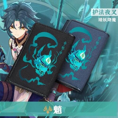 Anime Genshin Impact Paimon Klee Qiqi Cosplay Coin Purse PU Folding Wallet Cartoon Card Holdr Billfold Game Student Xmas Gift