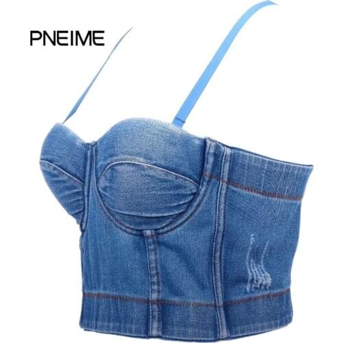 PNEIME Summer new womens denim vest French niche color matching outer wear suspenders womens short plaid slim bottoming top
