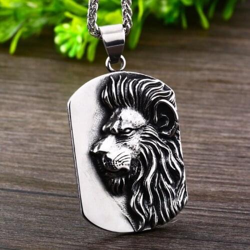Lion Totem Mens Necklace Pendant Retro Fashion Punk Hip Hop Glamour Male Party Club Necklace Jewelry Gift Accessories