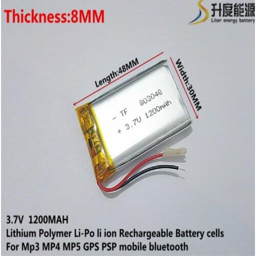 Liter energy battery 3.7V lithium polymer battery 803048 1200MAH GPS navigator game sound card