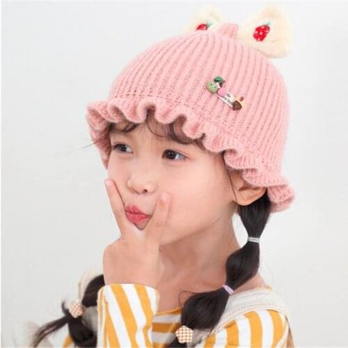 Cute Bowknot Baby Girls Hat New Autumn Winter Kids Knitted Warm Hat Lovely Infant Children Beanie Cap Gifts