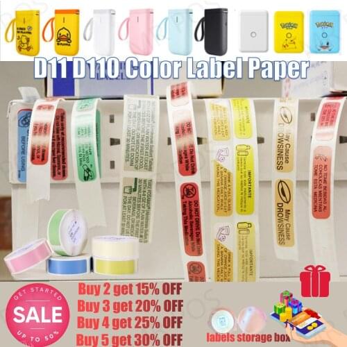 Pure Color NIIMBOT D11 D110 Mini Lable Printer Scratch-Resistant Sticker Anti-Oil Label Waterproof Roll Paper Tape Storage Flag