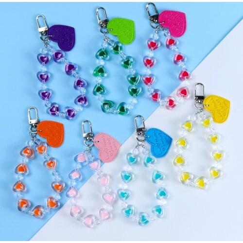 Fashion Heart Bead Keychain Pendant Letter Lovdy Home Sweet Heart Keyring Women Bag Cellphone Charm Acrylic Key Chains