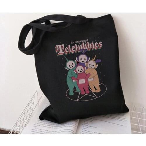 Cartoon cute lady canvas shopping bag cartoon shoulder bag canvas bag Harajuku shopping bag fashion casual summer shoulder bag