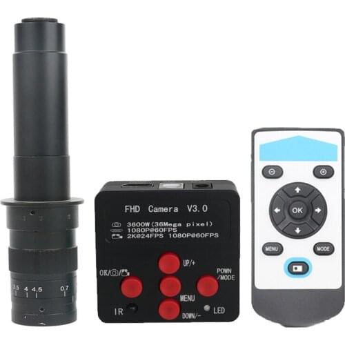 2019 New microscope camera 36MP HDMI Digital USB video Microscopio +130X 180X 300X C-Mount objective lens for Phone pcb repair