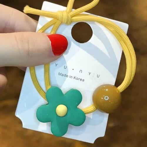 New Cute Flower candy color hair rope ins Cute candy color hair ring girl head rope for girls Women Hair Accessories