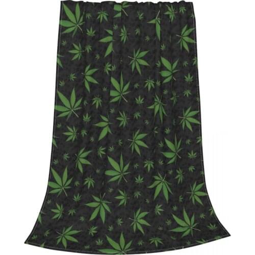 Weed Leaf Pattern Blankets Coral Fleece Plush Spring/Autumn Pot Leaf Herb Super Soft Throw Blankets for Bed Outdoor Quilt
