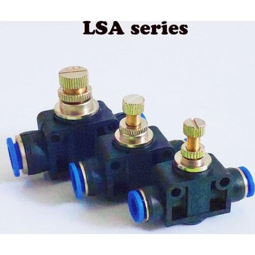 Pneumatic Fitting Airflow Regulator 6mm 8mm 10mm OD Hose Tube Gas Flow Adjust Valve Connector Fitting Air Speed Control Crane