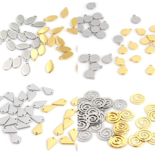 20pcs/Batch Golden Stainless Steel Pendant Round Stamping Blank Dog Tag Pendant Necklace DIY Jewelry Making Wholesale HXD
