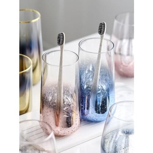 European-style Simple Glass Mouthwash Cup Set Bathroom Decoration Washing and Brushing Water Cup Set Bathroom Storage Tray