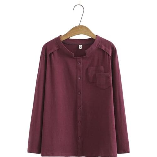 Plus Size Womens Long Sleeved Shirts Solid A-line Spring Summer Muslim Tops Casual A-line Female Shirt