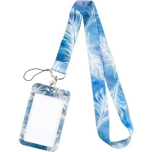 DZ1937 Feather Lanyard For Keychain ID Card Cover Pass Gym Mobile Phone USB Badge Holder Key Ring Neck Straps Accessories