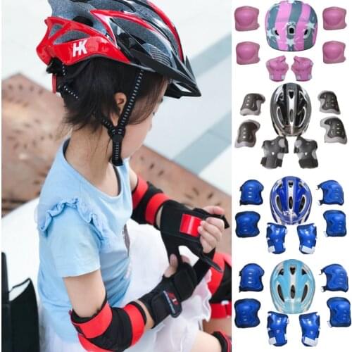 Boys Girls Kids Safety Helmet Hat & Knee & Elbow Pad Set For Cycling Skate Bike Protective