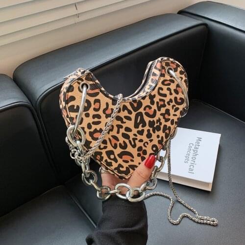2021 Leopard Zebra Print Heart-shaped Shoulder Bags For Women Leopard Female Chain Bag Crossbody Fashion Underarm Bags