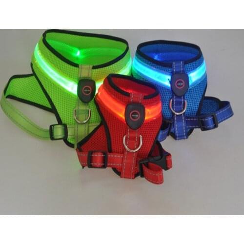 LED Dog Harness Light Up Dog Chest Strap Luminous Pet Harness Vest For Dogs Reflective Collar Dog Kitten Glowing Accessories L1