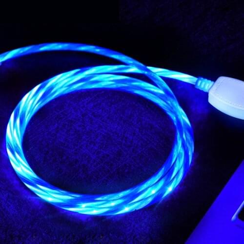 LED Luminous Light USB Type C Charging Flowing Glow Cable For Samsung Galaxy A50 Note 10 A6 A7 A8 A9 OPPO Realme Micro USB Phone