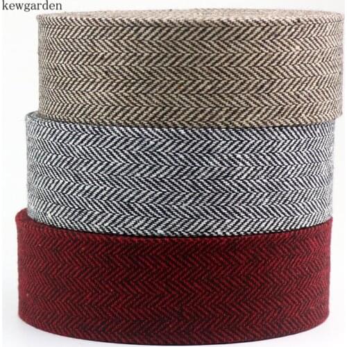 Kewgarden 2" 1" 3/8" Geometric Stripe Pattern Linen Fabric Layering Cloth Ribbons Handmade Tape DIY Bow tie Riband 5m/lot