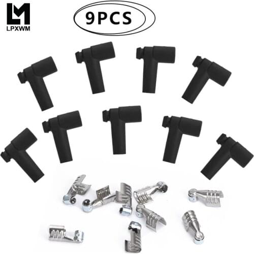 LPXWM- 9 pcs / set Universal Hei Style Distributor End Spark Plug Wire Rubber Boots & Stainless Steel Ends SSC02