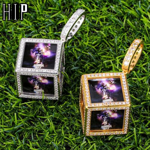 Hip Hop Custom 6 Photos Personality Design Cube Custom Made Pictures Medallions Necklaces & Pendants For Men Women Jewelry