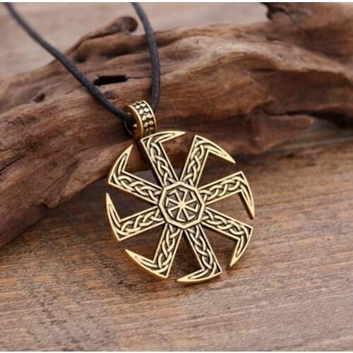 Vintage Viking Sun Wheel Pendant Necklace Men Nordic Style High Quality Metal Slavic Amulet Jewelry
