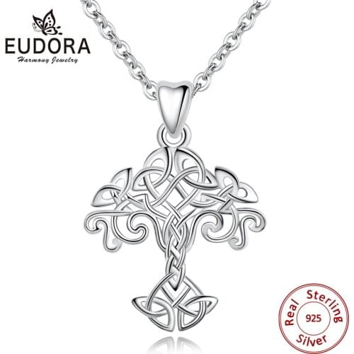 Eudora New 925 Sterling Silver Tree of Life Necklace Pendant Celtics Knot Charm Women Pendants Fashion Silver Jewelry Gift D146