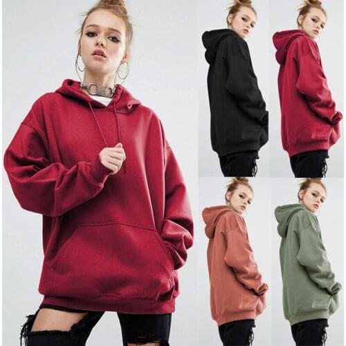 Fashion Casual New Spring Fall Winter Women Cotton Long Sleeve Pullover Hooded Pocket Solid Hoodies Outset 4 Color