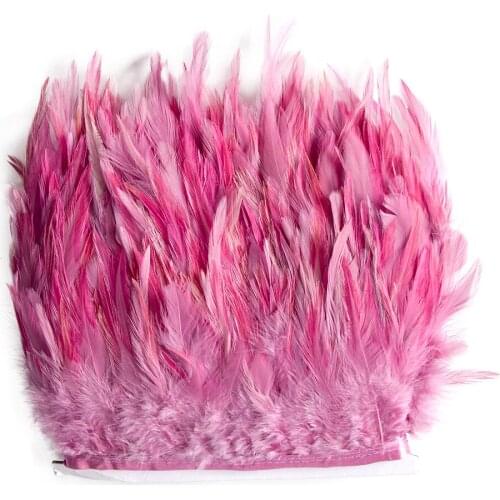 1Meter Saddle Pheasant Feathers Fringe Trim for Crafts Dress Decoration Free Natural Rooster Feather Multicolor Chicken Plumes