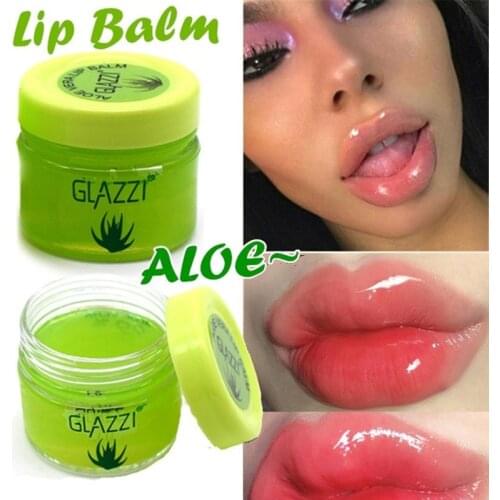 1PC Aloe Vera Hydrating Moisturizing Lip Balm Lips Care Soothing Gel Color Change Lip Gloss Makeup Lip Base Primer Oil TSLM1