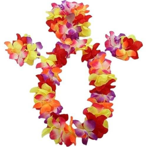 Hawaiian Flower Lei Headband Anklet Hula Garland Floral Hairband Wreath Party Dress wedding birthday home decor