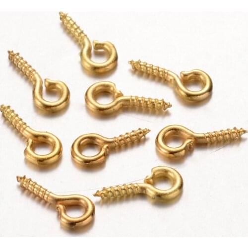 200pcs Golden Screw Eye Pin Peg Bails for Jewelry Making Drilled Beads Keychain Key Ring Connectors Findings Wholesale 8x4x1mm