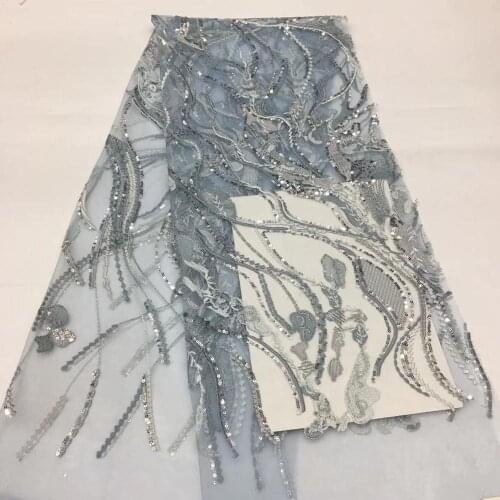 5yards/bag Embroidery sequins plant design fashion new fabric used for wedding dress decoration XX526