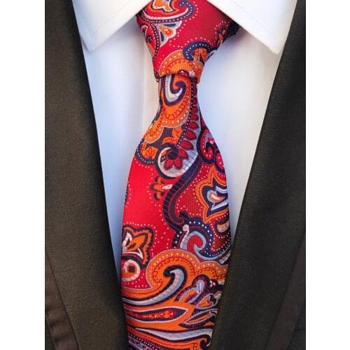 8CM Fashion Men Formal Tie Luxury Red Paisley Necktie for Wedding