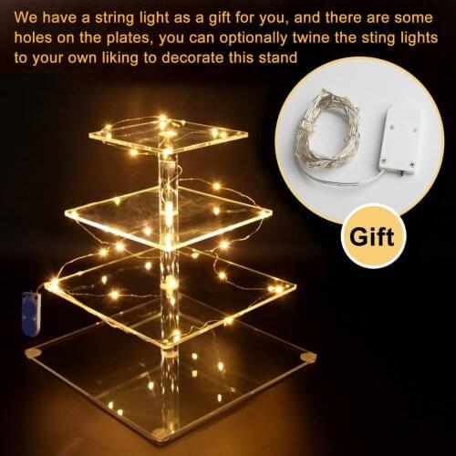 4 Tier Acrylic European Holiday Party Fruit Plate Dessert Candy Dish Cake Stand Self-Help Display Home Table Decoration Trays G3