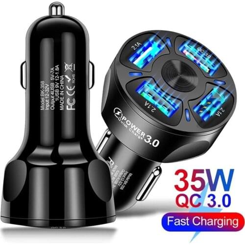 QC3.0 4USB Car Charger Fast Charging For Samsung Huawei iPhone Universal Mobile Phone USB Car Charger Adapter